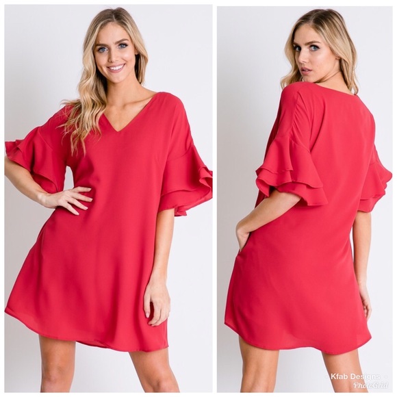 🛍LAST 1! Tiered Ruffle Fully Lined Pocket Dress - Picture 5 of 7